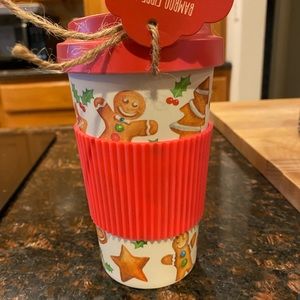 Hot Pink Gingerbread Reusable Coffee Mug - Coffee Cup - Christmas